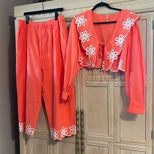 Free People Amina Set Co Ord Set Radiant Watermelon sz XL NWT